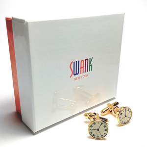 【swc14】新品　SWANK　スワンク　カフス　カフリンクス　時計モチーフ　ゴールド×ホワイト　懐中時計