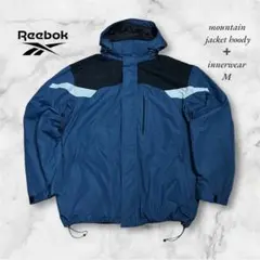 A140）Reebokマウンテンジャケットフーディインナー付き　くすみブルーM