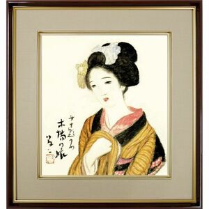 竹久夢二「木場の娘」 複製色紙額 特殊工芸画 額入り 美人画 大正ロマン 女十題 絵画 美術品 模写 名画レプリカ 日本画 K10-033