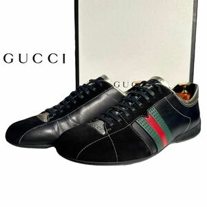 【本物保証】◆ GUCCI グッチ ◆ シェリーライン　スエード レザー スニーカー ローカット　サイズ8 1/2 27.5cm相当