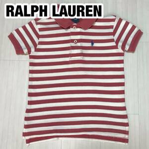 POLO BY RALPH LAUREN ポロ バイ ラルフローレン 半袖ポロシャツ 24M ボーダー柄 レッド×ホワイト 刺繍ポニー キッズサイズ ユース