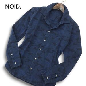 NOID. ノーアイディー 通年 【カモフラ 迷彩 総柄】 長袖 スリム シャツ Sz.3　メンズ ネイビー 日本製　A4T08819_8#C