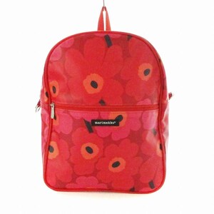 マリメッコ marimekko リュックサック デイバッグ 花柄 総柄 鞄 赤 レッド /MM レディース