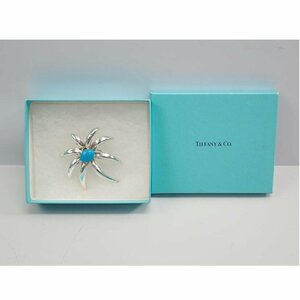 1円【良品】TIFFANY&CO ティファニー/ファイヤーワークス　シルバーK18　ターコイズ　ブローチ/62