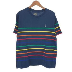 良好◆POLO RALPH LAUREN ポロラルフローレン 半袖カットソー サイズ:XL◆ ネイビー 綿 メンズ ボーダー トップス