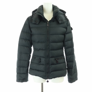 モンクレール MONCLER BEA ダウンジャケット アウター ジップアップ ロゴワッペン フード 00 XS 黒 ブラック /KH レディース