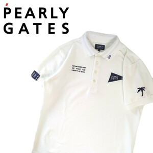 極美品 23年新作 最高級 PEARLY GATES 吸水速乾 ストレッチ 鹿の子 半袖ポロシャツ メンズ4 パーリーゲイツ ゴルフウェア ホワイト 2407357