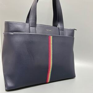 1円 Paul Smith ポールスミス マルチストライプ トートバッグ ハンドバッグ レディース ネイビー系 ビジネス フォーマル 正規品本物