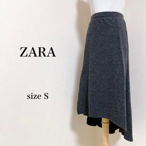 ZARA ザラ ロング スカート アシンメトリー スリット ウエストゴム