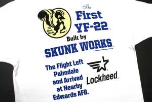YTS84東洋Mスカンク ワークス 半袖TシャツUSA製YF-22ロッキードUSAFエアフォースTシャツBuzz Rickson