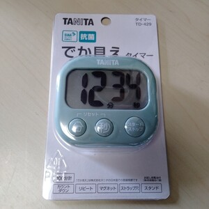 ◇TANITA タニタ　抗菌でか見えタイマー　TD-429GR　99分59秒計　セージグリーン