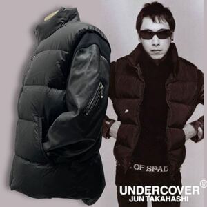 31 国内正規品 UNDERCOVER アンダーカバー UC2B9208-1 BK 袖レザー スリーブ 切替 ナイロン ダウンジャケット ブルゾン ブラック メンズ 4