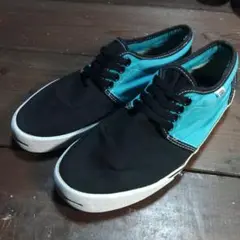 【珍品】Vans スニーカー US 9ハーフ　 黒/青　チャッカ　ローカット