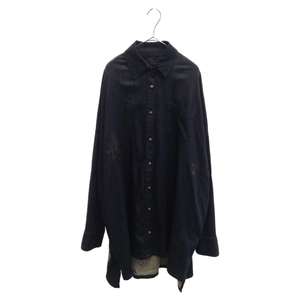 クロムハーツ Mahal Kita Denim Shirt マハルキタ クロスパッチクロスボタンデニム長袖シャツ インディゴ