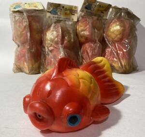 ソフビ　金魚　1960年代　未使用　5個まとめて　サイズ全長約19cm　未開封でも汚れている状態　激レア品　昭和アンティーク　ビンテージ