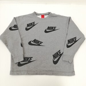 91 NIKE ナイキ ロゴプリント スウェット トレーナー トップス クルーネック 長袖 裏毛 プルオーバー メンズ S グレー