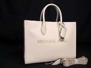 1円 ■新品■未使用■ MICHAEL KORS マイケルコース レザー 2WAY ハンドバッグ トートバッグ ショルダー レディース ホワイト系 FI4444