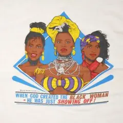 90s US製 ブラックウーマン BLACK WOMAN 切りっぱなし Tシャツ