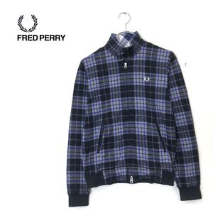 1I2549-D◆良品◆ FRED PERRY フレッドペリー ジップアップブルゾン ドリズラージャケット ダブルジップ◆sizeS ブルー マルチ チェック 綿