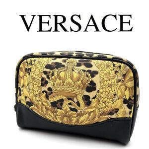 VERSACE ヴェルサーチ ポーチ 小物入れ バロック柄 レオパード柄 PVC