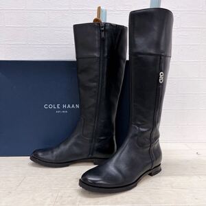 和558★ 箱付 COLE HAAN コールハーン レザーブーツ ロングブーツ サイドジップ 5.5 B ブラック レディース