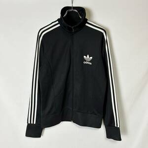 00s 万国タグ 正規品 adidas originals アディダス オリジナルス ヨーロッパTT フロッキープリント トラックジャケット ジャージ Y2K 黒 L