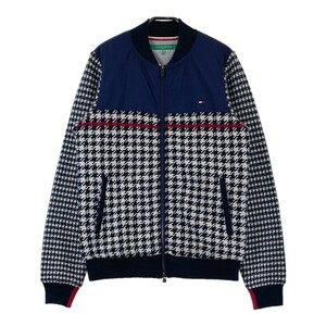 TOMMY HILFIGER GOLF トミー ヒルフィガーゴルフ 中綿切り替え ニット ジップジャケット 千鳥柄 ネイビー系 M [240101163043]