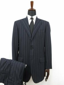 超美品 【サルトリアパルマ Sartoria Parma】 ビームスF バルベラ生地 3B段返り スーツ (メンズ) 48-7R ネイビー系 ストライプ ■27RMS9020