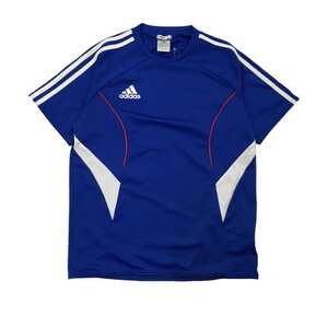 2208F-048 メンズ adidas アディダス ブルー 半袖Tシャツ 160 ビックロゴ トレフォイル