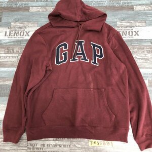 GAP ギャップ メンズ 裏起毛 ビッグロゴワッペン パーカー M エンジ