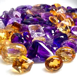 1円〜!!大量!!〔天然アメジスト・シトリンおまとめ1001ct〕j 約200.2g ルース 裸石 宝石 amethyst citrine 黄水晶 w4ま133