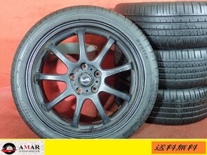 R18●【レアマイスター ＬＭスポーツ：ブラック色】中古ホイール＋ラジアル225/45R18 ★4本(TH-5958A)送料無料/沖縄配送不可