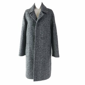 極美品◎CELINE セリーヌ 19AW 2M221730E ツイード チェスター マックコート チェック柄 グレー ブラック 34 伊製 正規品 レディース