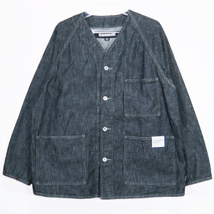 NEIGHBORHOOD ネイバーフッド 24SS DENIM NO COLLAR JACKET 241XBNH-JKM03 デニム ノーカラー ジャケット アウター ブラック サイズM novk