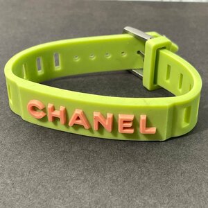 m002 H6(10) CHANEL シャネル ラバーブレスレット 99 P刻印 ピンク グリーン バングル