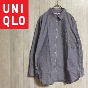 UNIQLO★ユニクロ★長袖 コットン ストライプシャツ★サイズM　2-67