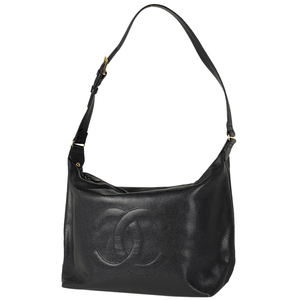 シャネル CHANEL ココマーク ショルダーバッグ キャビアスキン ブラック レディース 【中古】