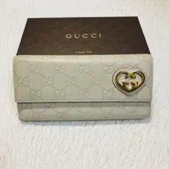 本日限定セール　美品　GUCCI グッチ　長財布　ハート　ファスナー　収納　白