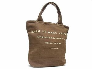 1円 ■美品■ MARC BY MARC JACOBS マークバイマークジェイコブス キャンバス トートバッグ ショルダー レディース ブラウン系 BL1297