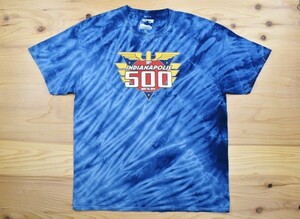 レアUSA古着 INDY CAR INDIANAPOLIS 500 タイダイ ロゴ Tシャツ sizeXL カーレース レーシング ビッグシルエット 大きいサイズ アメリカ