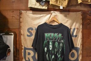 グッドプリント◎90sビンテージBGボディKISSキッスミュージック両面プリントtシャツLオールコットンスミ黒アメカジストリート音物w251