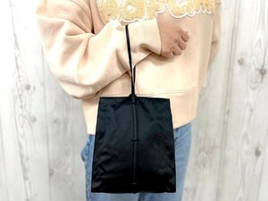 極美品 新品同様 PRADA プラダ サテン ハンドバッグ バッグ 黒 78754Y