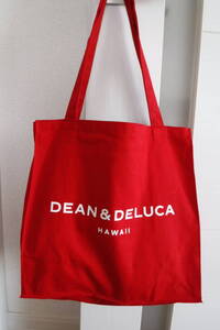 税不要特価 正規品 新品!DEAN＆DELUCA ディーン＆デルーカ ディーンアンドデルーカ ハワイ限定 トートバッグ ハワイアン エコバッグ 赤①