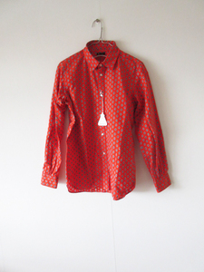 美品 R&D.M.Co- / オールドマンズテーラー MOTIF PRINT SHIRTS M RED / 長袖 プリント シャツ ブラウス