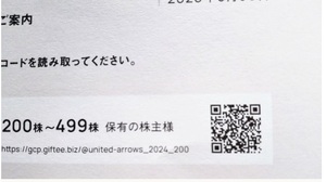 ユナイテッドアローズ 株主優待　15%割引券4枚