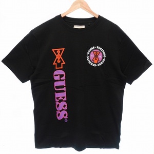 未使用品 ゲス GUESS 19 GUESSx88RISING GUE88RISING Tシャツ カットソー 半袖 クルーネック コットン ロゴ プリント XS 黒 紫 メンズ