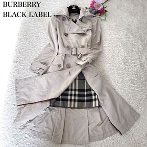 【美品】BURBERRY BLACKLABEL バーバリー ブラックレーベル ライナー付き ナイロン トレンチコート ベージュ M