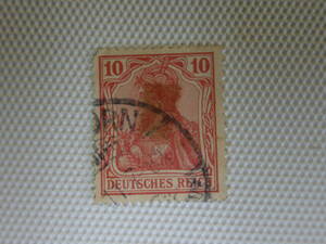 ゲルマニア図案 ゲルマニア像バック水平罫線 二重枠 GERMAN ALLEMAGNE RARE CARMINE DEUTSCHES REICH 10 PFENNIG WATERMARK POSTAGE STAMP