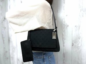 極美品 GUCCI グッチ GGキャンバス ハンドバッグ ショルダーバッグ バッグ キャンバス×レザー 黒 72011