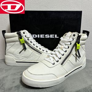 新品 未使用 箱あり ★定価25,300円 DIESEL ディーゼル メンズ 28cm レザー ハイカット スニーカー ジップディティール 靴 ホワイト 白 08